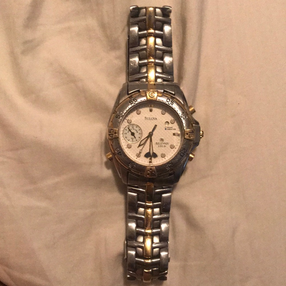Vintage silver and gold bulova watch